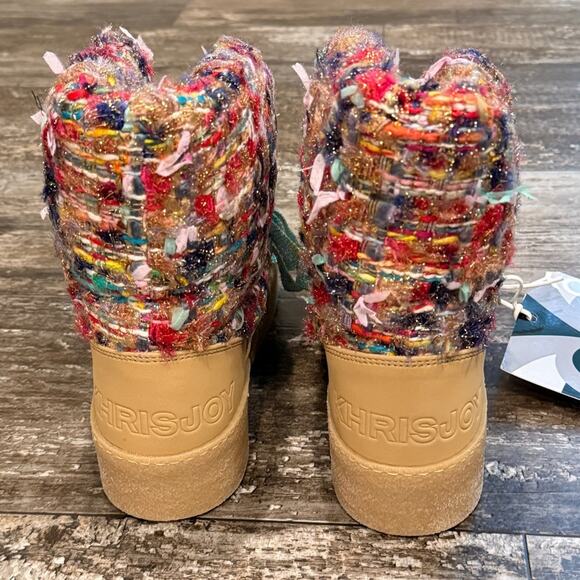 Khrisjoy Puff Check Tweed Boots Logo Women Size 41 Made in Italy Retail $600 NWT - Picture 4 of 15